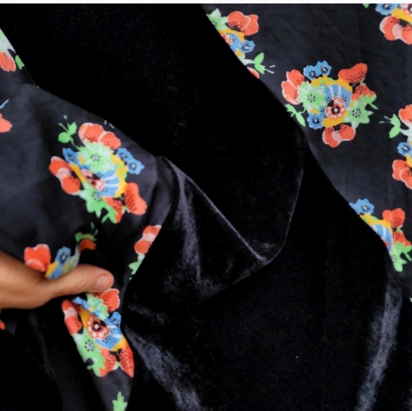 Free people maxi skirt twisted black velvet silk Floral Boho Mermaid style - Picture 4 of 5